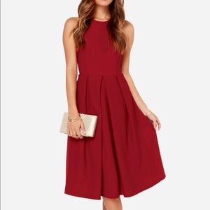 Lulus Halter Backless Burgundy Midi Dress